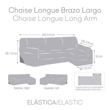 Right long arm chaise longue cover Eysa ULISES Dark grey 170 x 110 x 310 cm