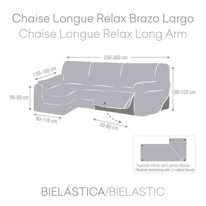 Left long arm chaise longue cover Eysa ROC Dark grey 180 x 120 x 360 cm