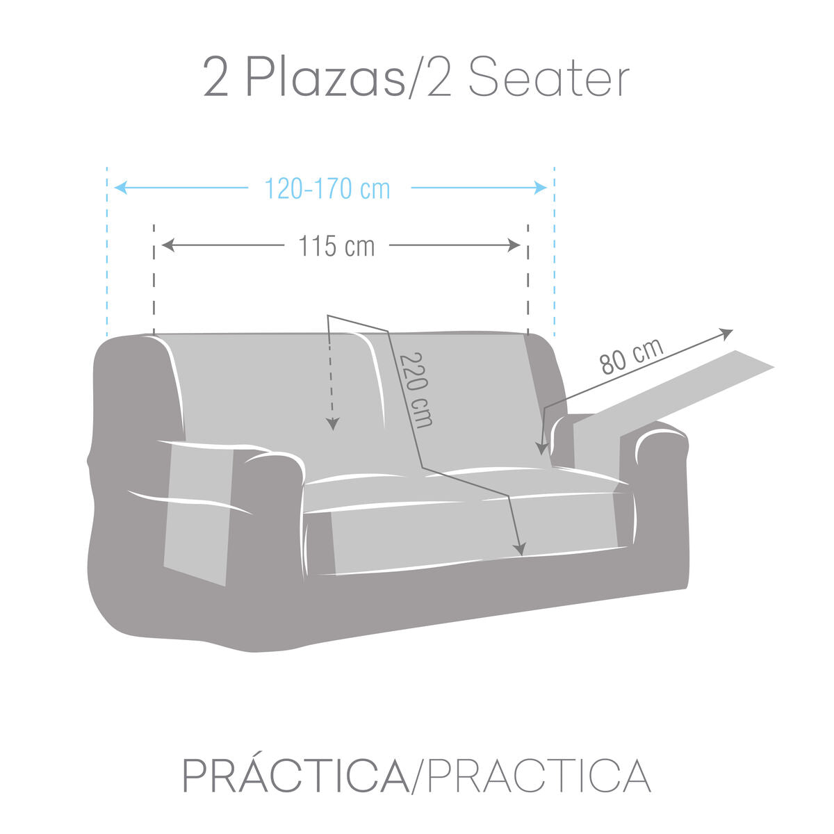 Sofa Cover Eysa AQUA Grey 100 x 110 x 115 cm