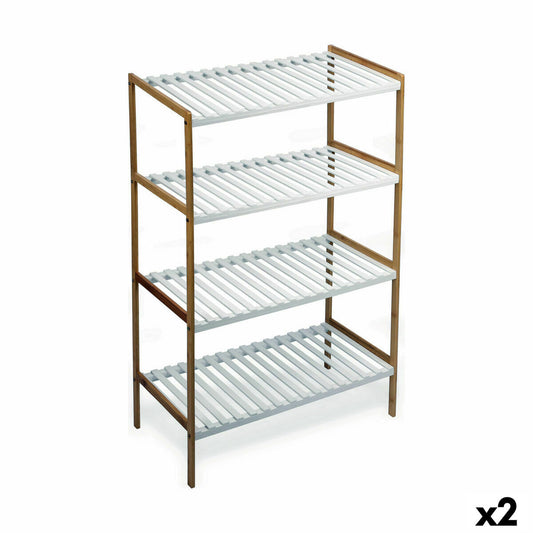 Shelves Confortime White Brown 4 Shelves Bamboo 70 x 35 x 100 cm (2 Units)