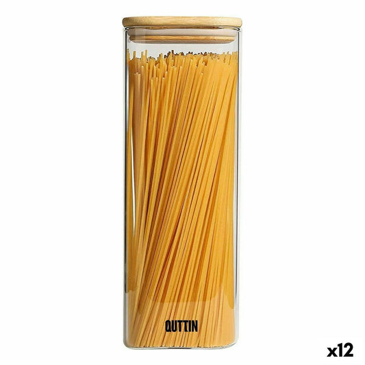 Jar Quttin Bamboo Squared 2,15 L 10,2 x 28 cm (12 Units) Quttin