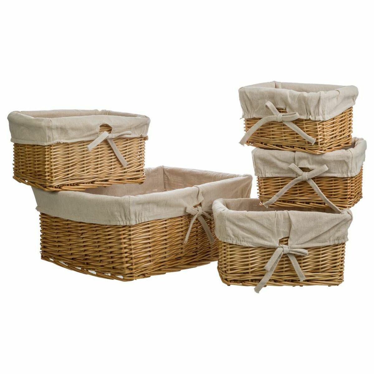 Set of Baskets Alexandra House Living Natural wicker Willow wood 5 Pieces