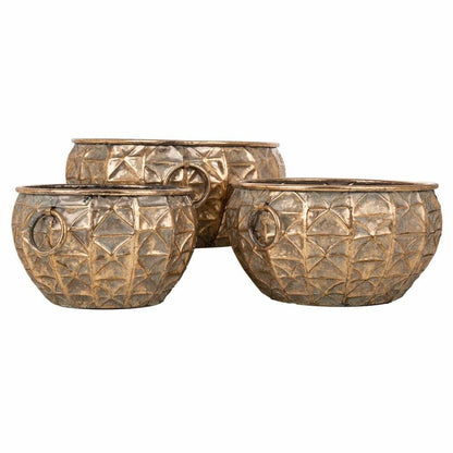 Set of Planters Alexandra House Living Golden Iron 37 x 18 x 38 cm 3 Pieces