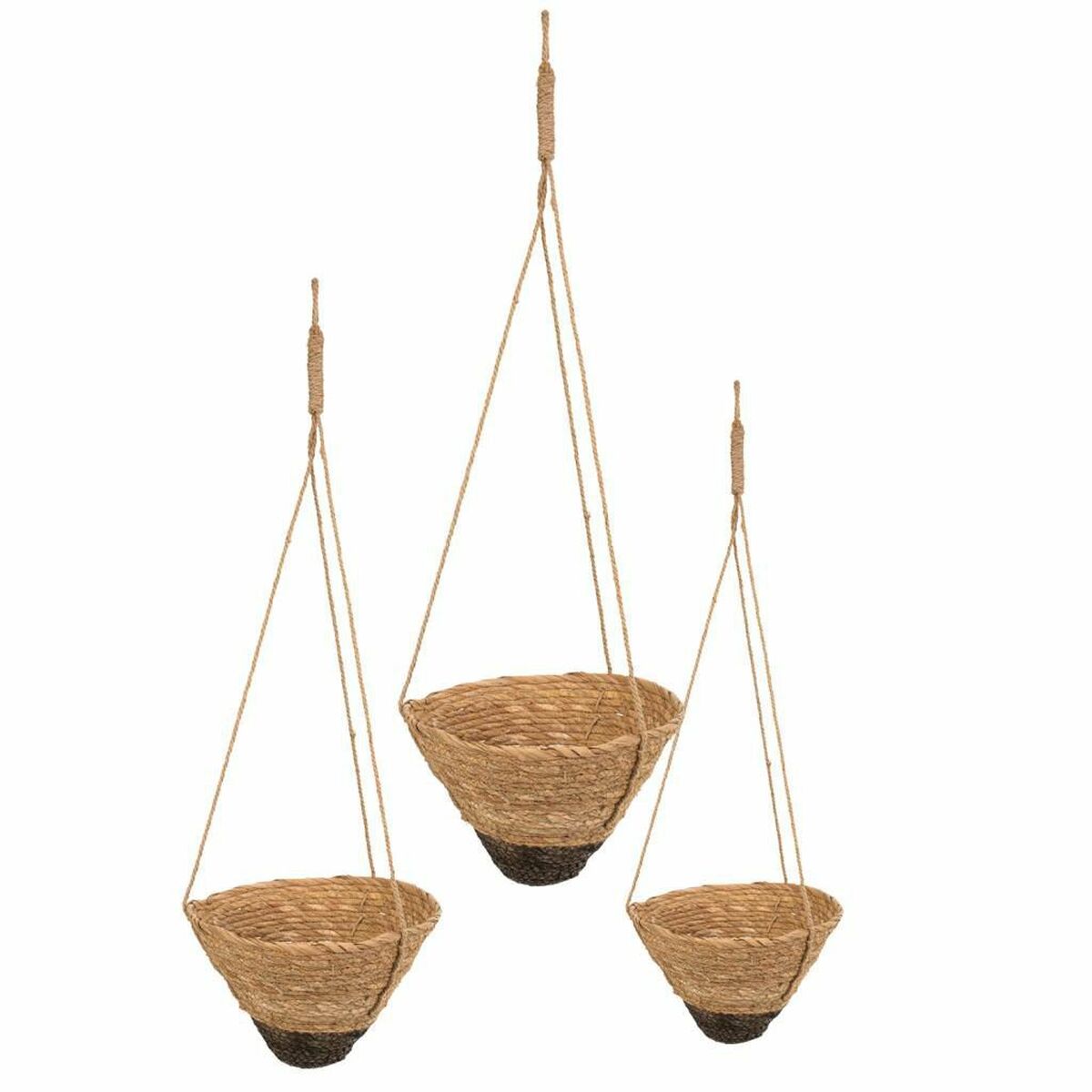 Set of Baskets Alexandra House Living Black Natural Natural Fibre 30 x 19 x 30 cm 22 x 14 x 22 cm 26 x 16 x 26 cm For hanging 3