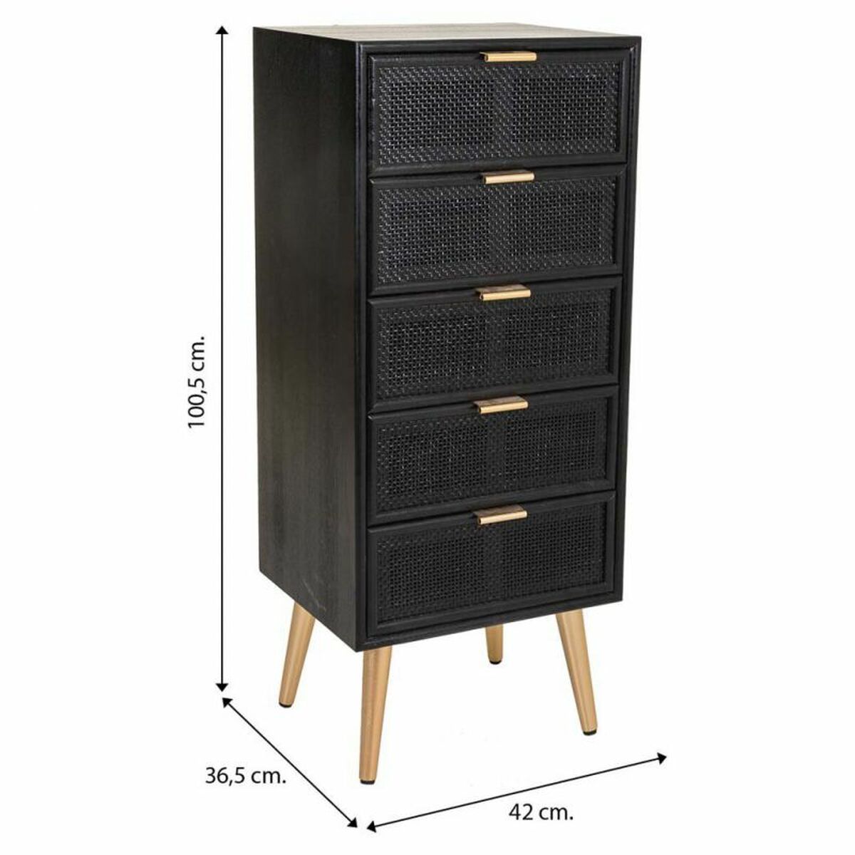 Chest of drawers Alexandra House Living Black Golden MDF Wood