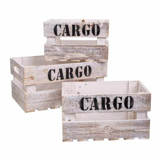 Storage boxes Alexandra House Living CARGO White Fir wood 24 x 19 x 38 cm 33 x 20 x 18 cm 28 x 15,5 x 17 cm 3 Pieces Alexandra House Living