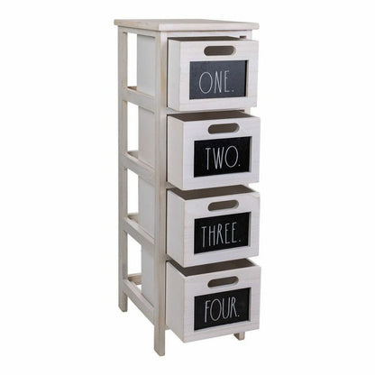 Chest of drawers Alexandra House Living White Paolownia wood 32 x 81 x 26 cm