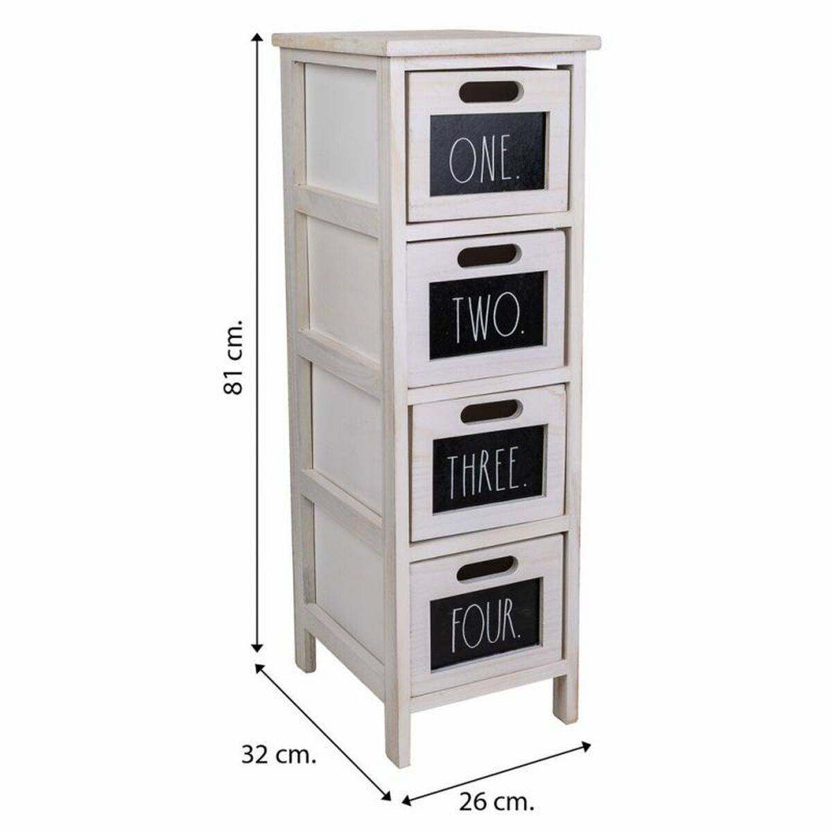 Chest of drawers Alexandra House Living White Paolownia wood 32 x 81 x 26 cm