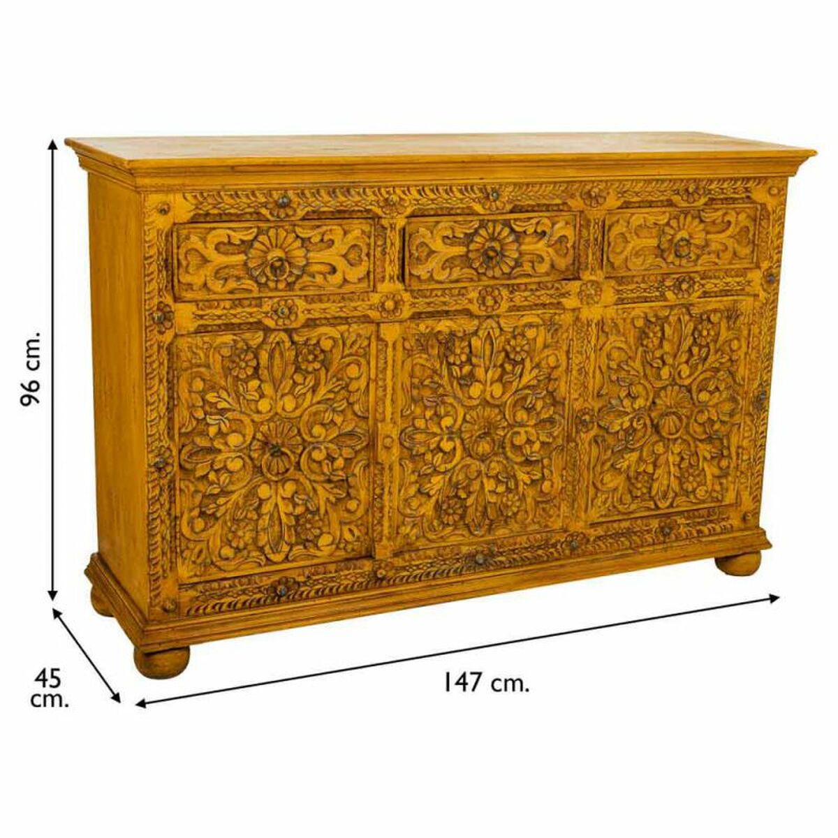 Sideboard Alexandra House Living Yellow Iron Mango wood 45 x 96 x 147 cm