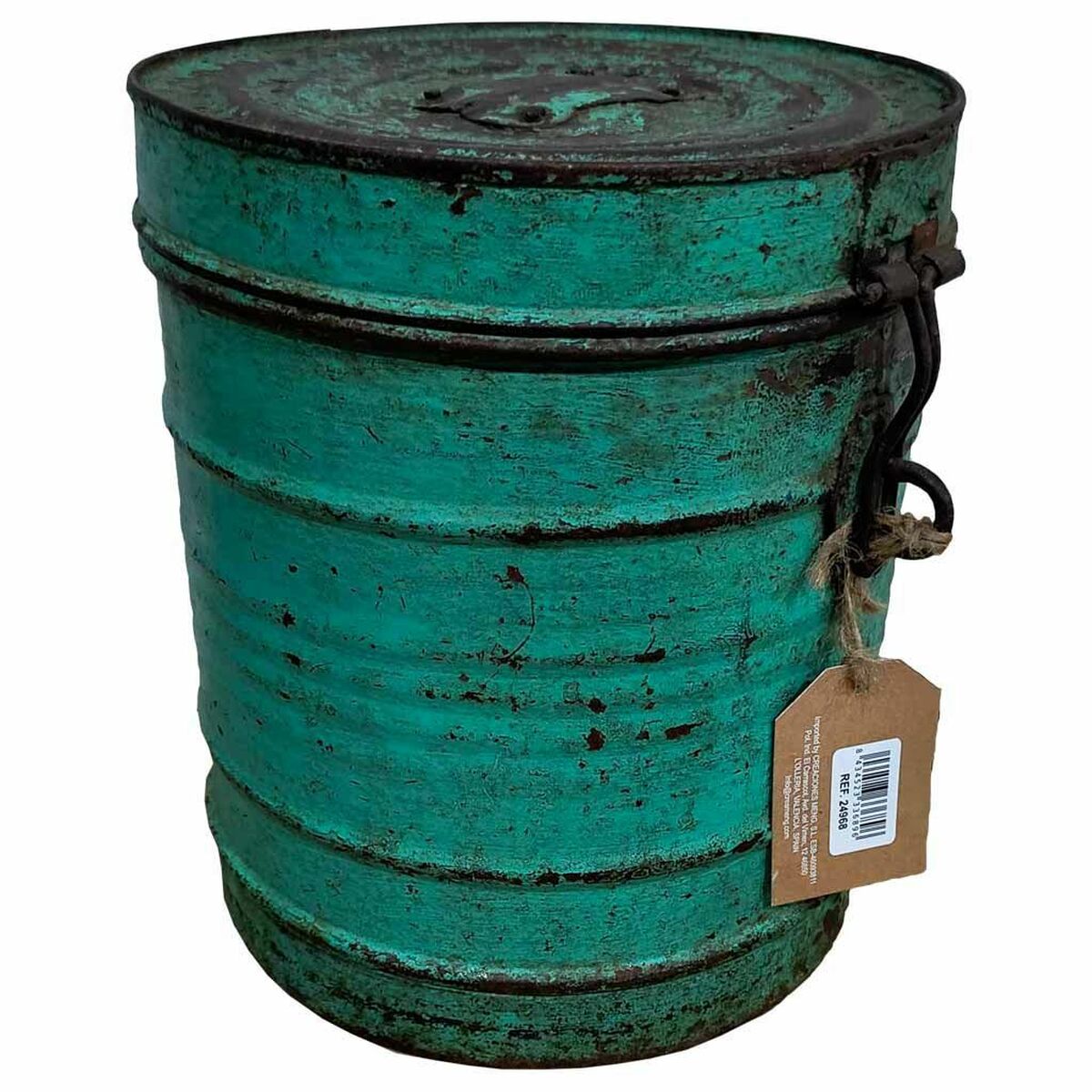 Decorative canister Alexandra House Living Green Iron Traditional style 23 x 28 x 23 cm