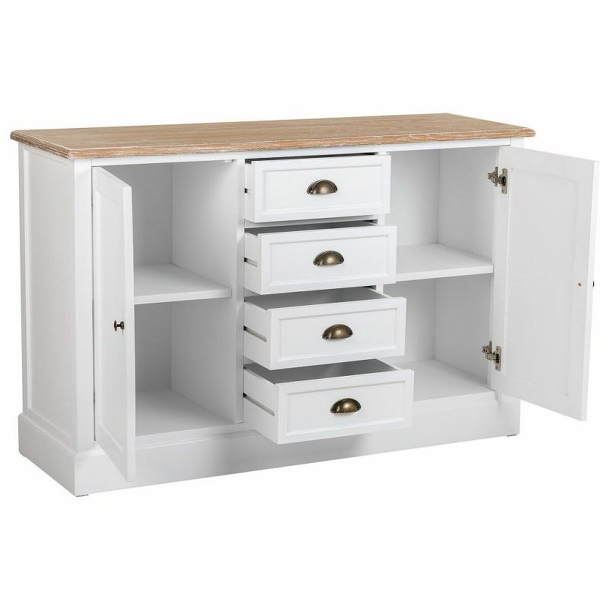 Sideboard Alexandra House Living White Brown Zinc Alloy MDF Wood 40 x 82 x 124 cm