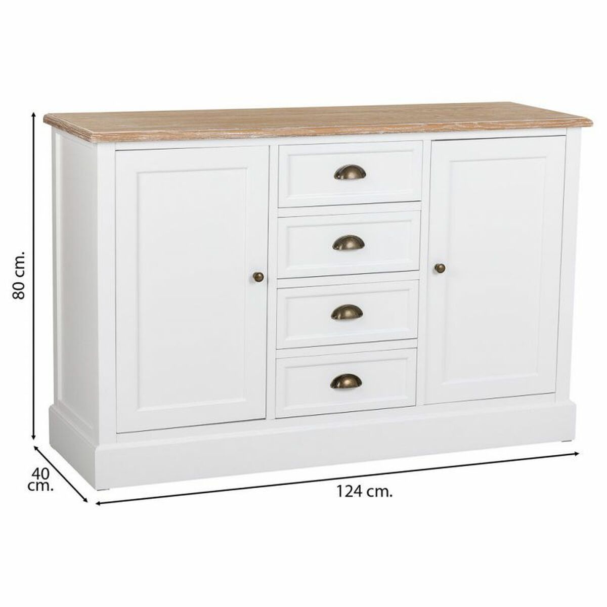 Sideboard Alexandra House Living White Brown Zinc Alloy MDF Wood 40 x 82 x 124 cm