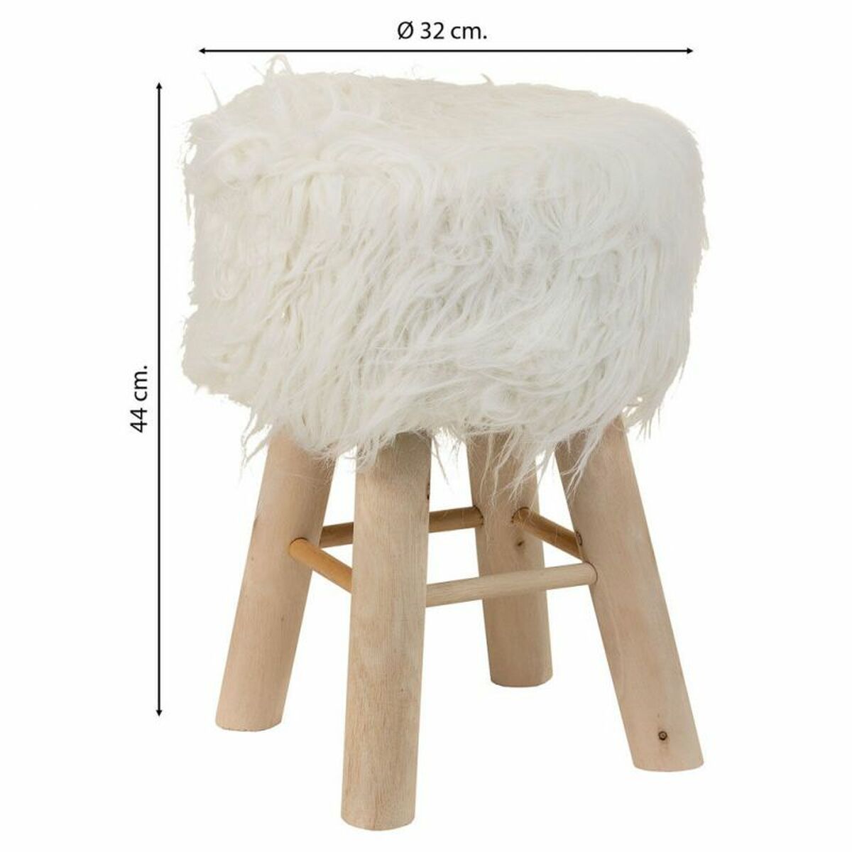 Stool Alexandra House Living White Plush Bamboo Pinewood Sponge MDF Wood 32 x 44 x 32 cm