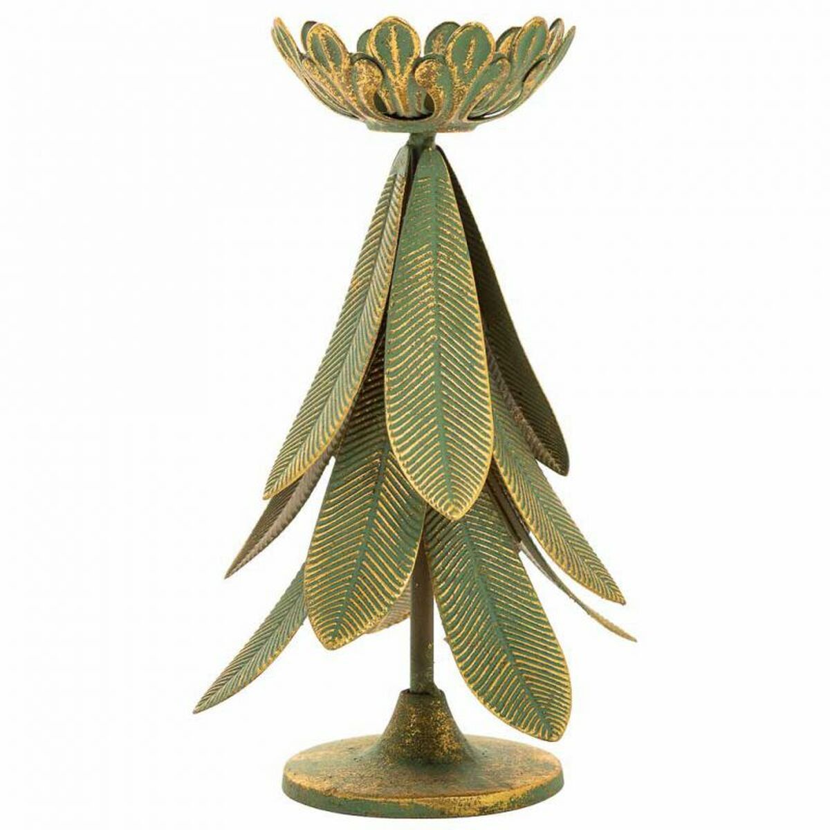 Candle Holder Alexandra House Living Gold Iron 21 x 31 x 21 cm Feathers