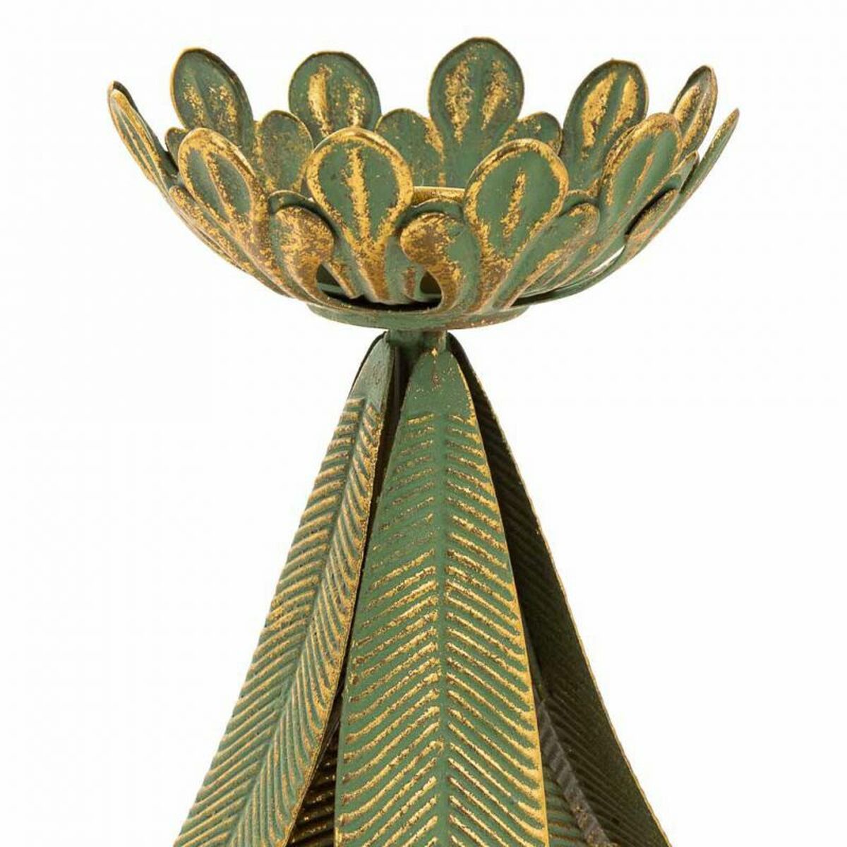 Candle Holder Alexandra House Living Gold Iron 21 x 31 x 21 cm Feathers