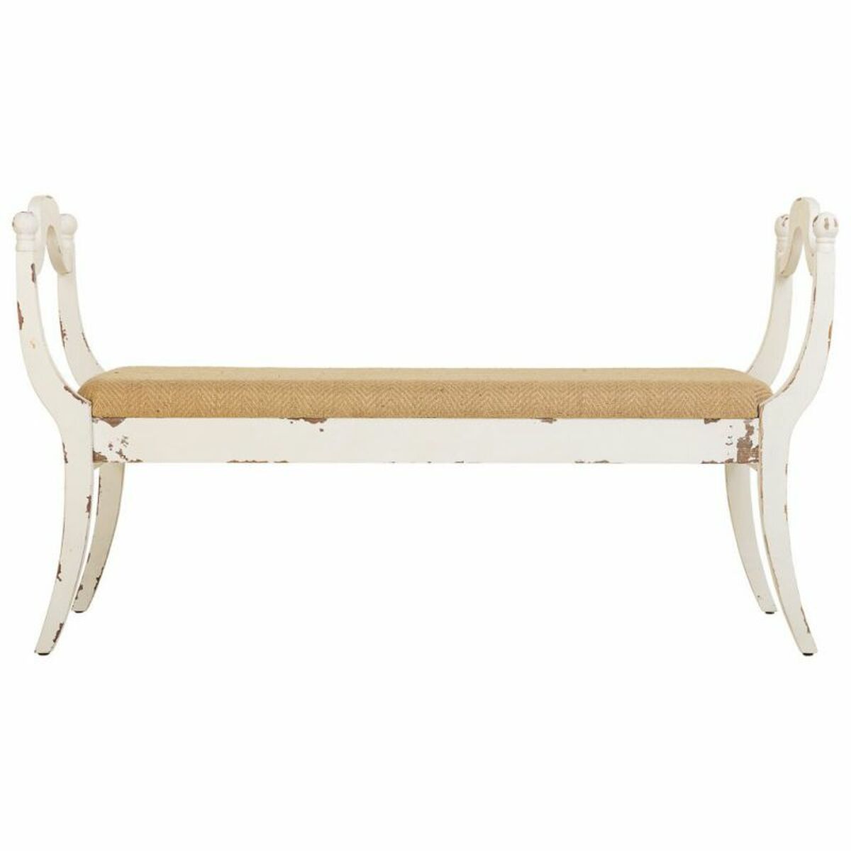 Bench Alexandra House Living White Sponge Fir wood MDF Wood 45 x 78 x 139 cm