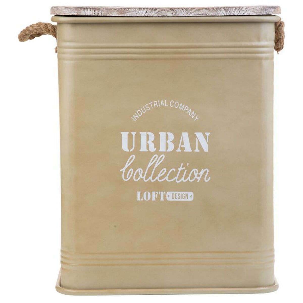 Laundry basket Alexandra House Living Urban Beige Hemp Metal Fir wood