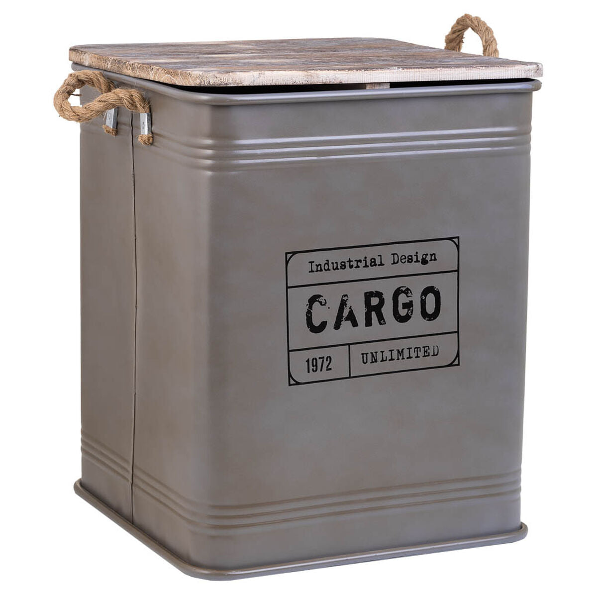 Laundry basket Alexandra House Living Cargo Grey Hemp Metal Fir wood