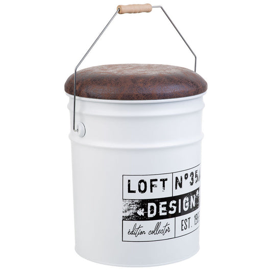 Bucket Alexandra House Living White Hemp Metal Fir wood 35 x 31 x 40 cm With lid With handle Alexandra House Living