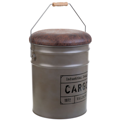 Bucket Alexandra House Living Brown Hemp Metal Fir wood 35 x 31 x 40 cm With lid With handle