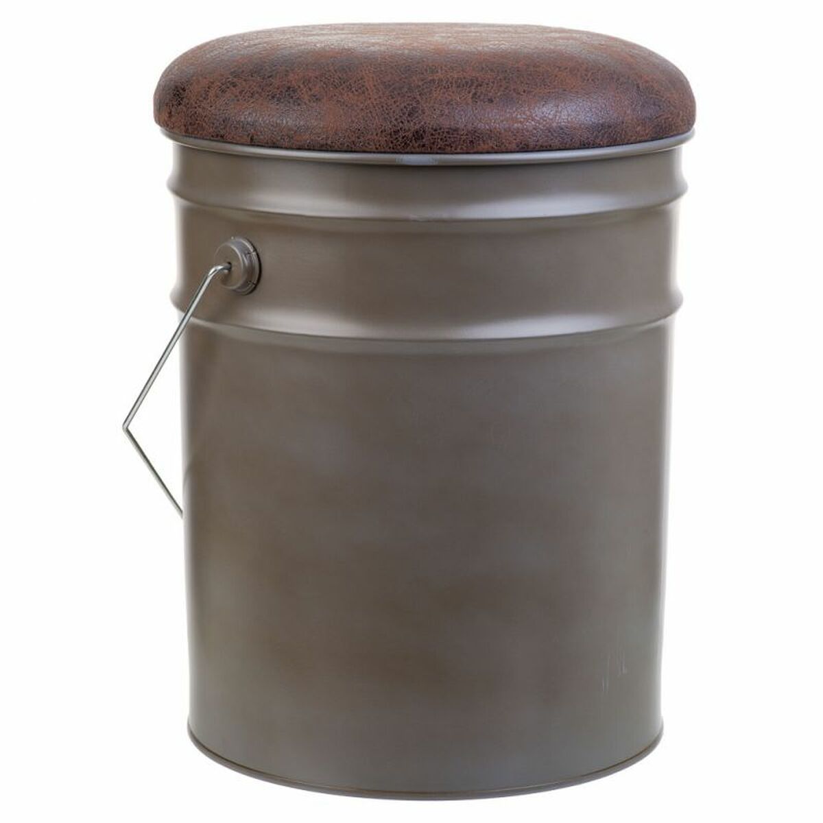 Bucket Alexandra House Living Brown Hemp Metal Fir wood 35 x 31 x 40 cm With lid With handle