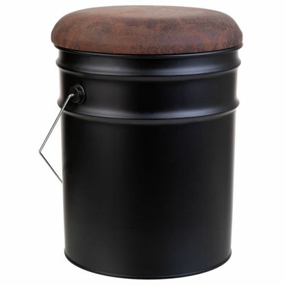 Bucket Alexandra House Living Black Hemp Metal Fir wood 35 x 31 x 40 cm With lid With handle