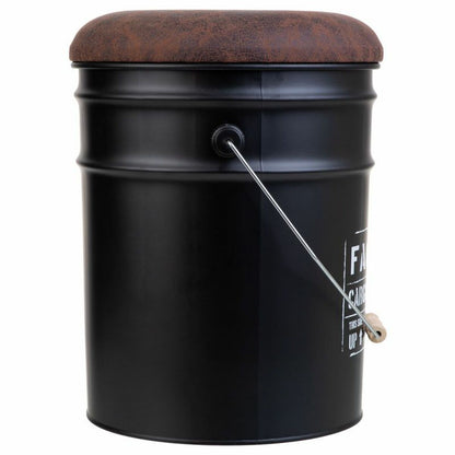 Bucket Alexandra House Living Black Hemp Metal Fir wood 35 x 31 x 40 cm With lid With handle