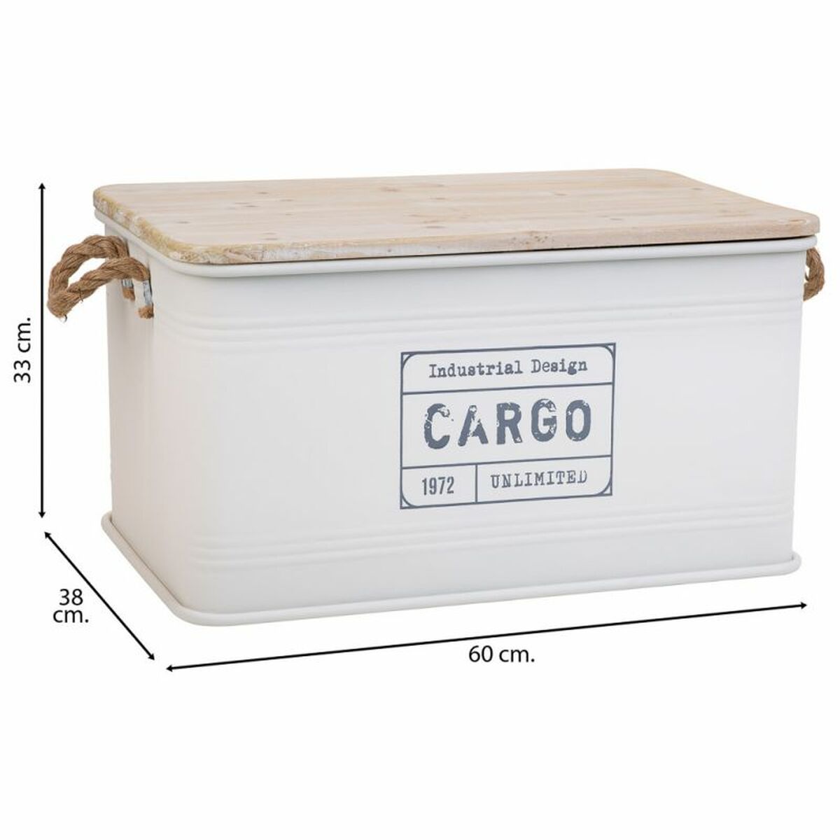 Chest Alexandra House Living Cargo White Hemp Metal Fir wood 38 x 60 x 33 cm