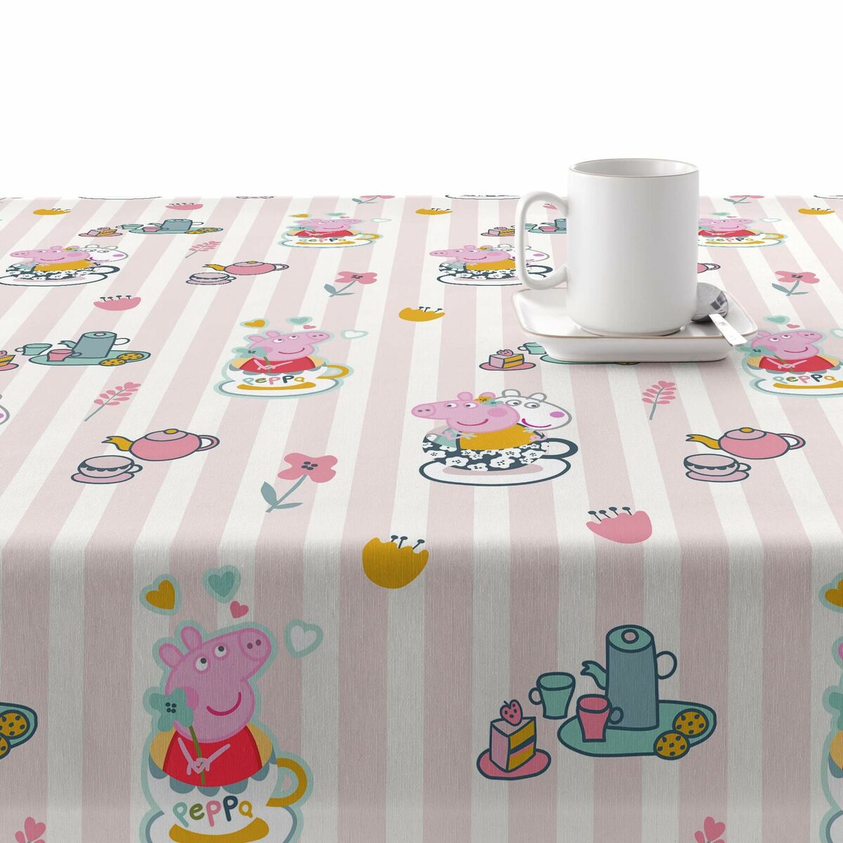 Stain-proof resined tablecloth Peppa Pig Flowers 1 Multicolour 300 x 150 cm