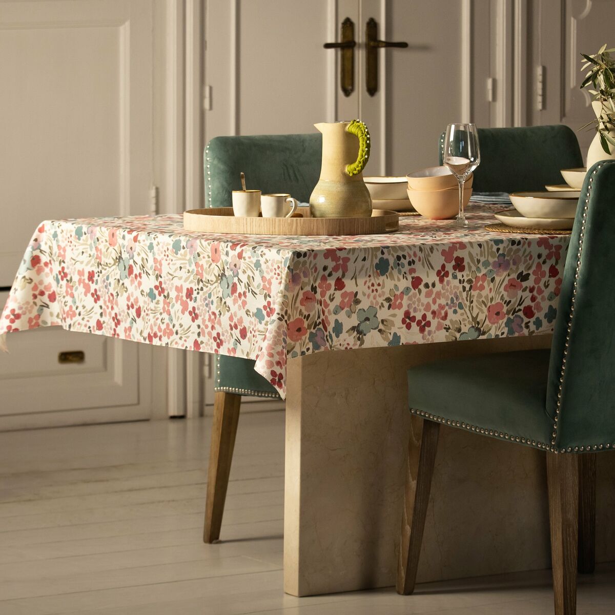 Stain-proof tablecloth Belum 0120-52 Multicolour 180 x 180 cm Flowers