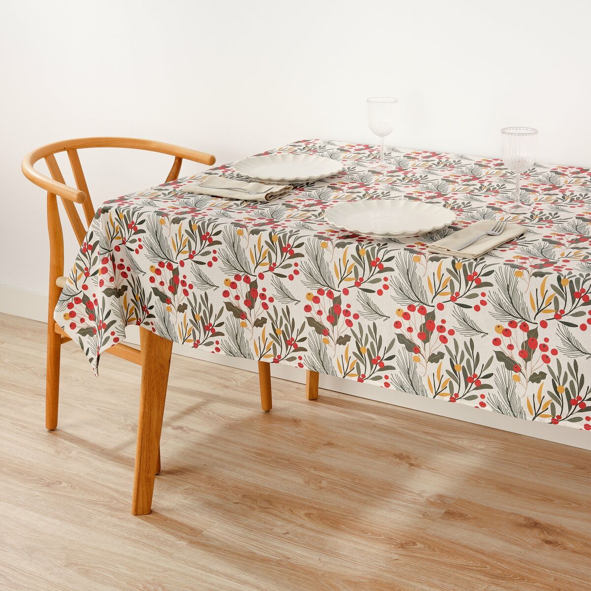 Stain-proof resined tablecloth Belum Merry Christmas Multicolour 250 x 150 cm