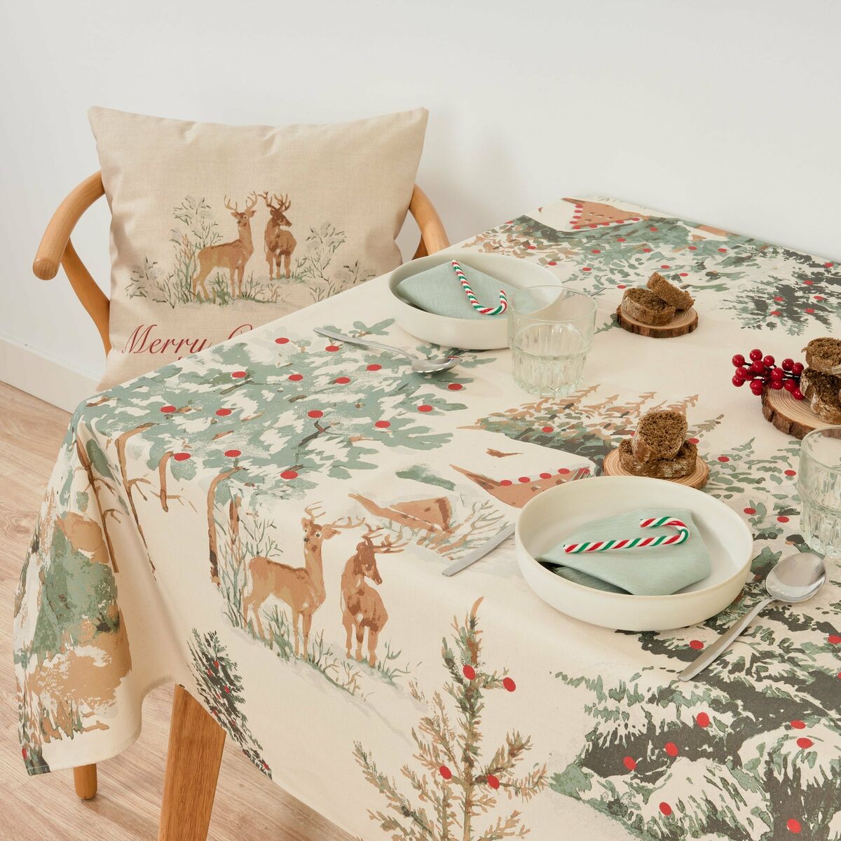 Stain-proof tablecloth Belum Christmas Deer Multicolour 300 x 155 cm