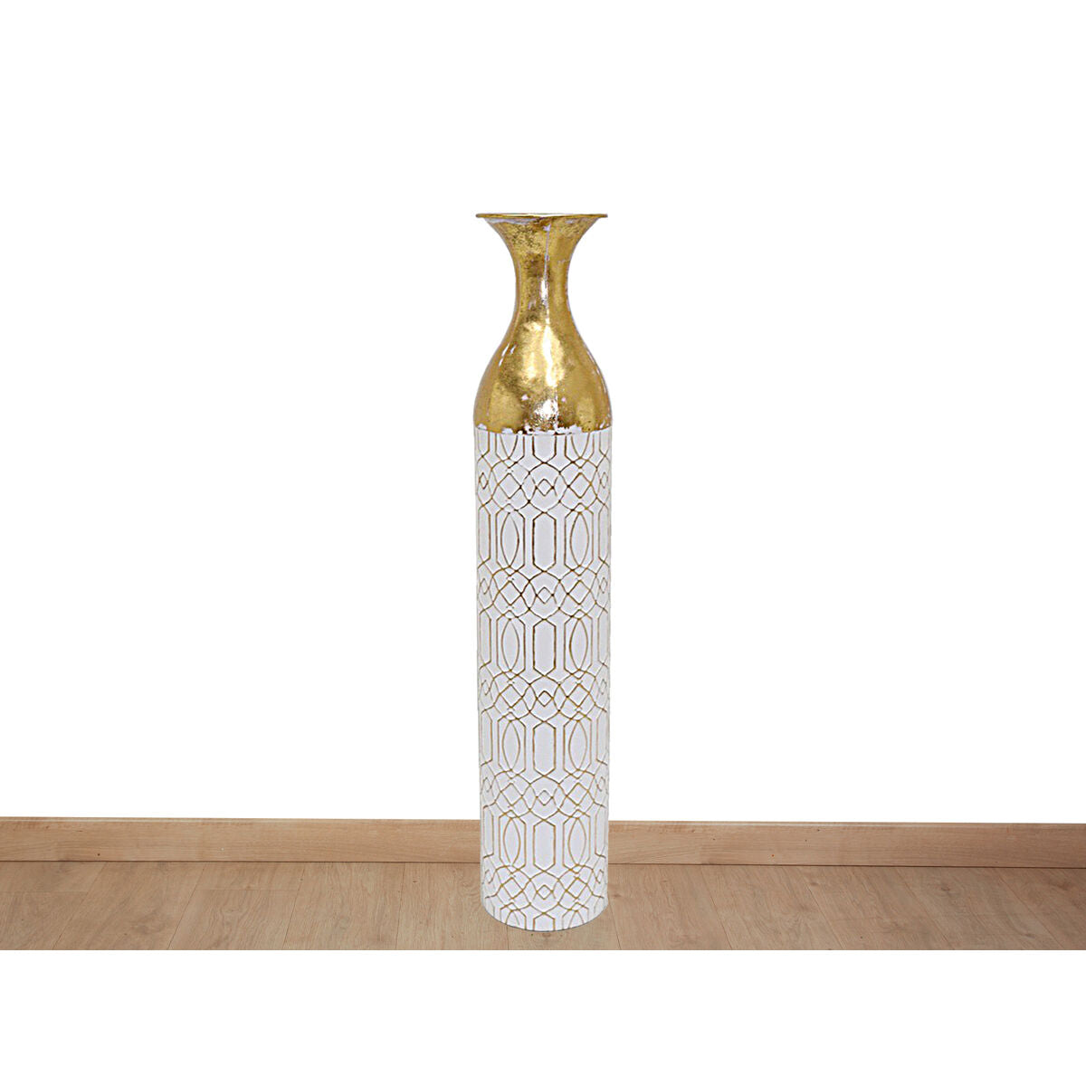 Floor vase Alexandra House Living White Golden Metal 15 x 78 x 15 cm Alexandra House Living