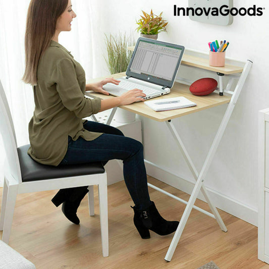 Folding Desk with Shelf InnovaGoods Tablezy Wood (Refurbished B) InnovaGoods