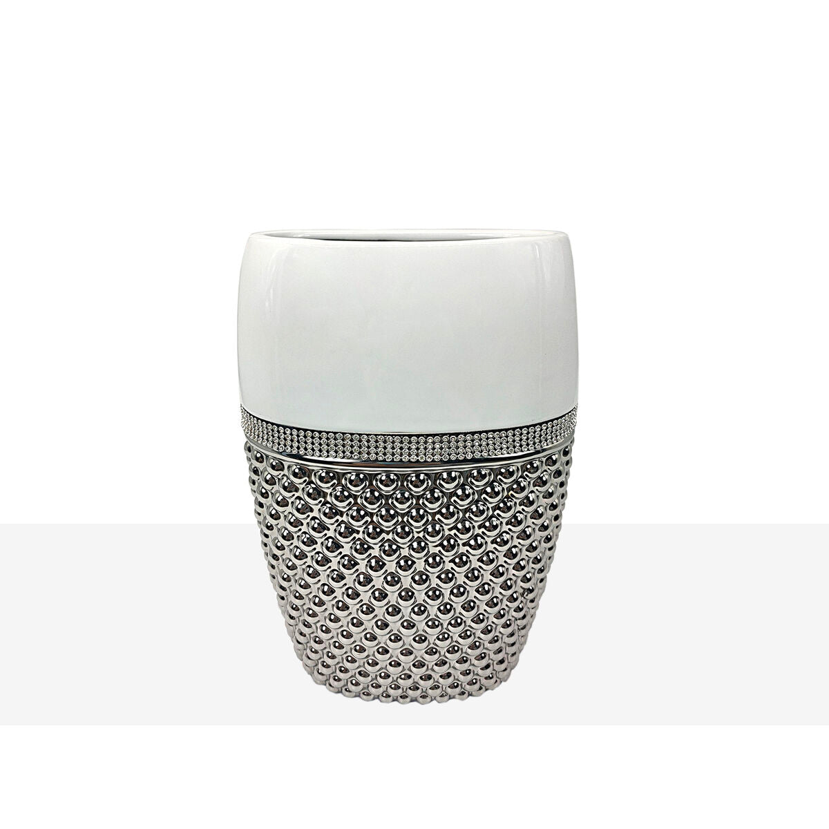 Vase Romimex White Silver Ceramic 15 x 24 x 9 cm