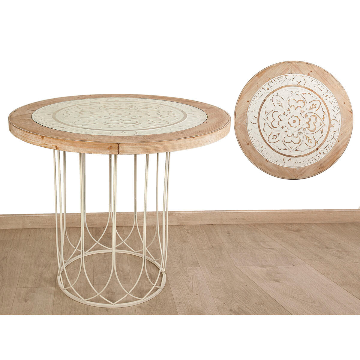 Side table Romimex Natural Wood Metal 100 x 85 x 100 cm Romimex