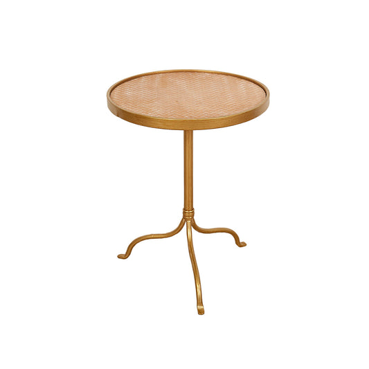 Side table Romimex Golden Gold Wood Metal 40 x 52 x 40 cm