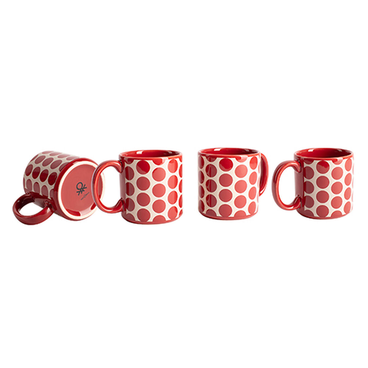 Set of Mugs Benetton Red Stoneware Mouse 4 Pieces