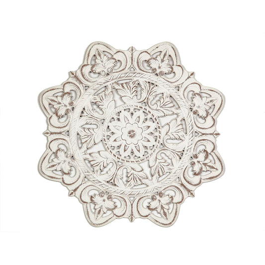 Wall Decoration Romimex White MDF Wood 60 x 60 x 2 cm Romimex