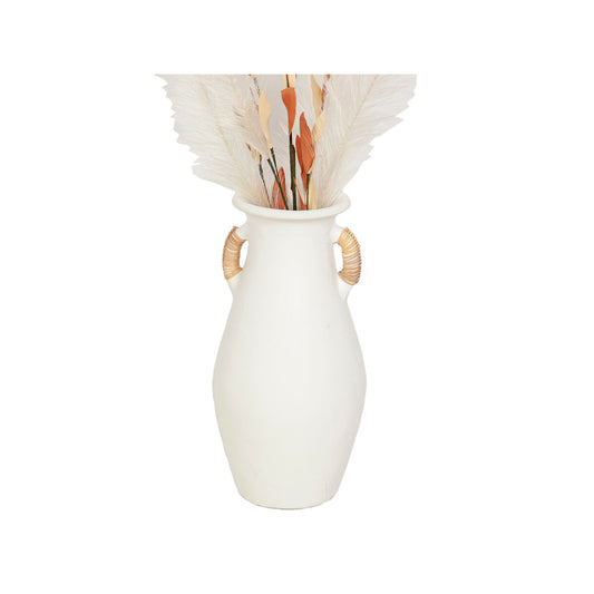 Vase Romimex White Rattan Terracotta 20 x 40 x 20 cm With handles