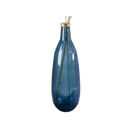 Floor vase Alexandra House Living Blue Golden recycled glass 25 x 75 x 25 cm