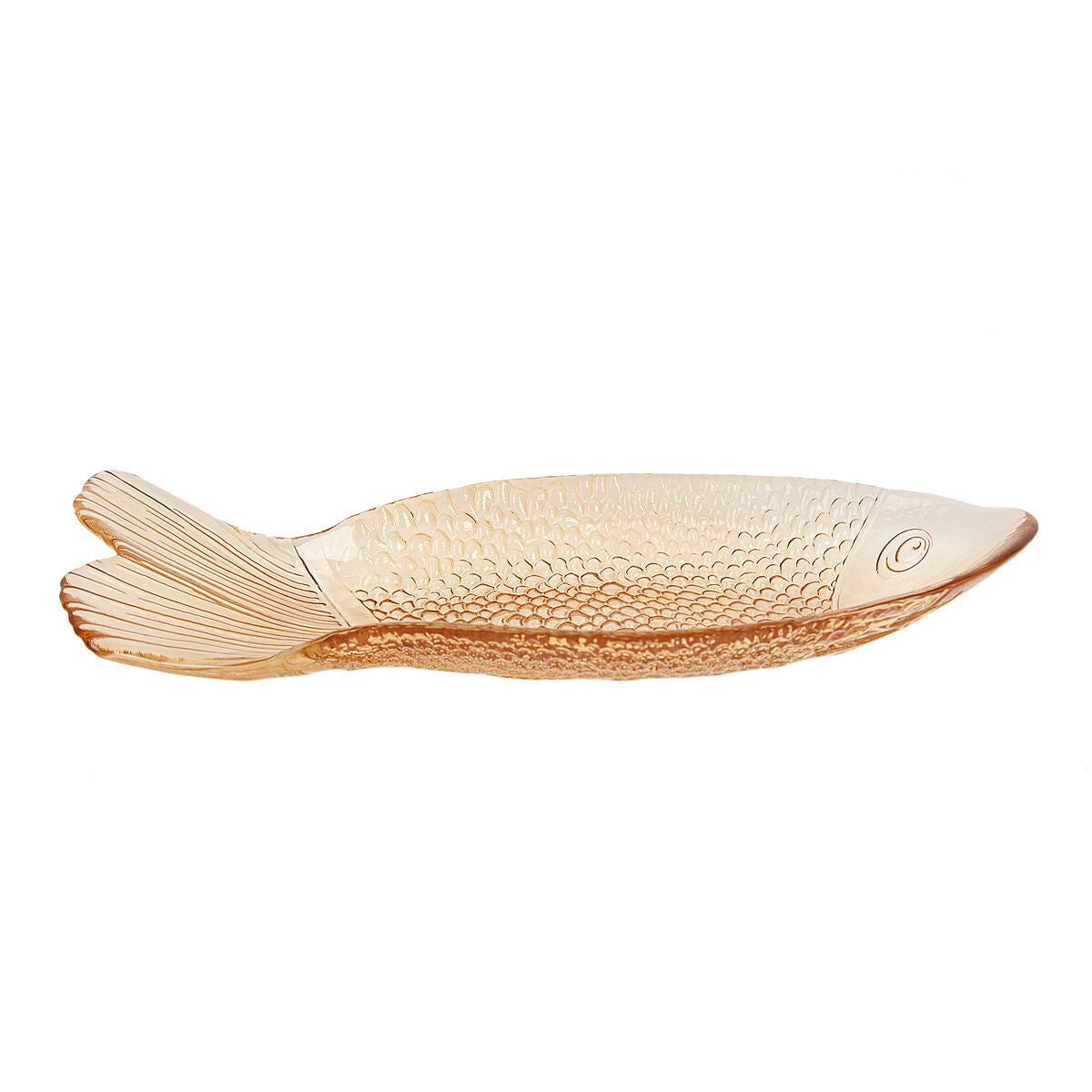 Decorative Plate Romimex Light brown Glass Fish 40 x 6 x 16 cm