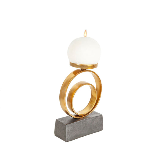 Candleholder Romimex Black Golden Aluminium 16 x 23 x 7 cm Circle Romimex