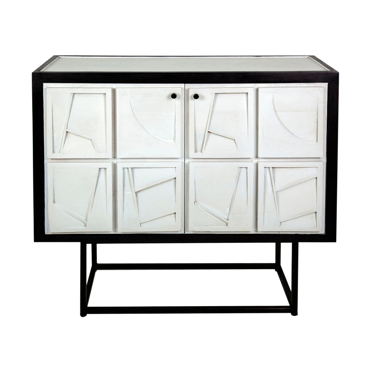 Sideboard Romimex White Black Wood 42 x 92 x 102 cm Romimex