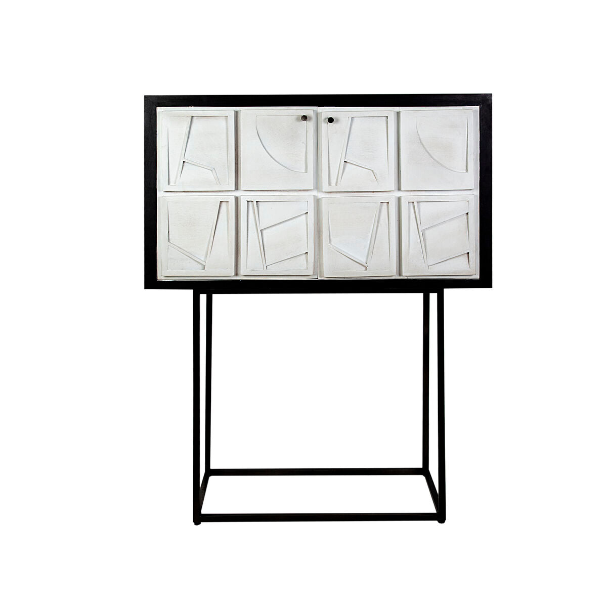 Cupboard Romimex White Black Wood 44 x 165 x 103 cm