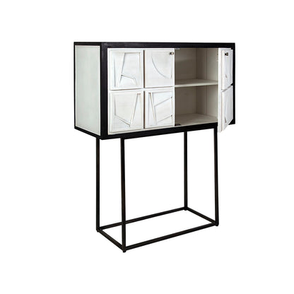 Cupboard Romimex White Black Wood 44 x 165 x 103 cm