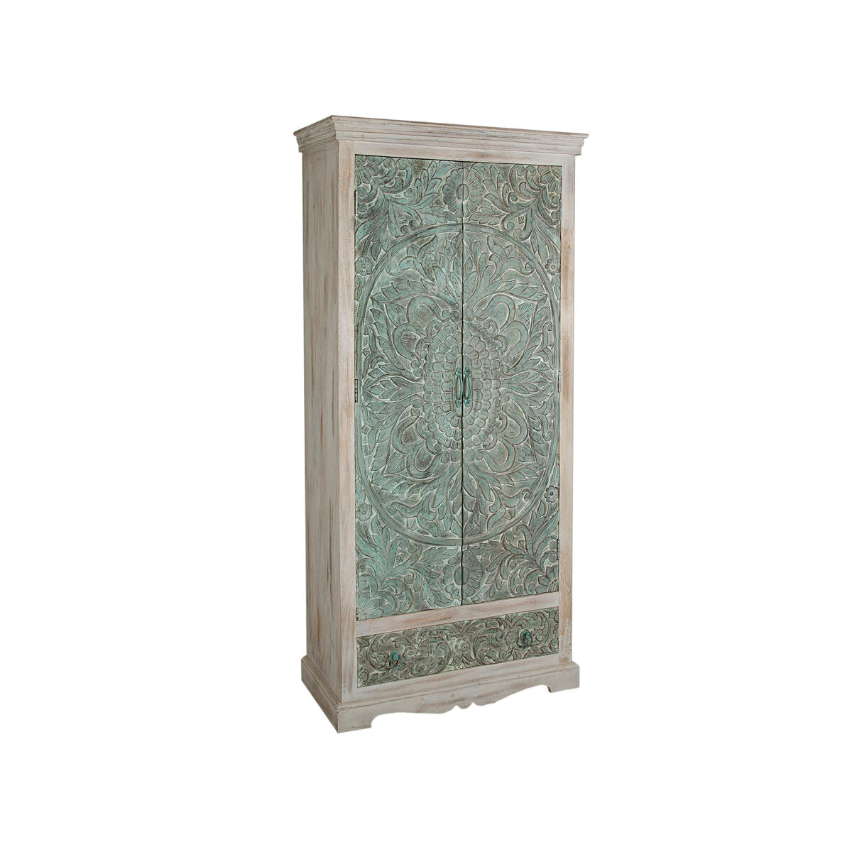 Cupboard Romimex Green Natural Mango wood 40 x 180 x 85 cm