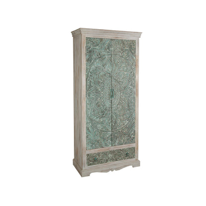 Cupboard Romimex Green Natural Mango wood 40 x 180 x 85 cm