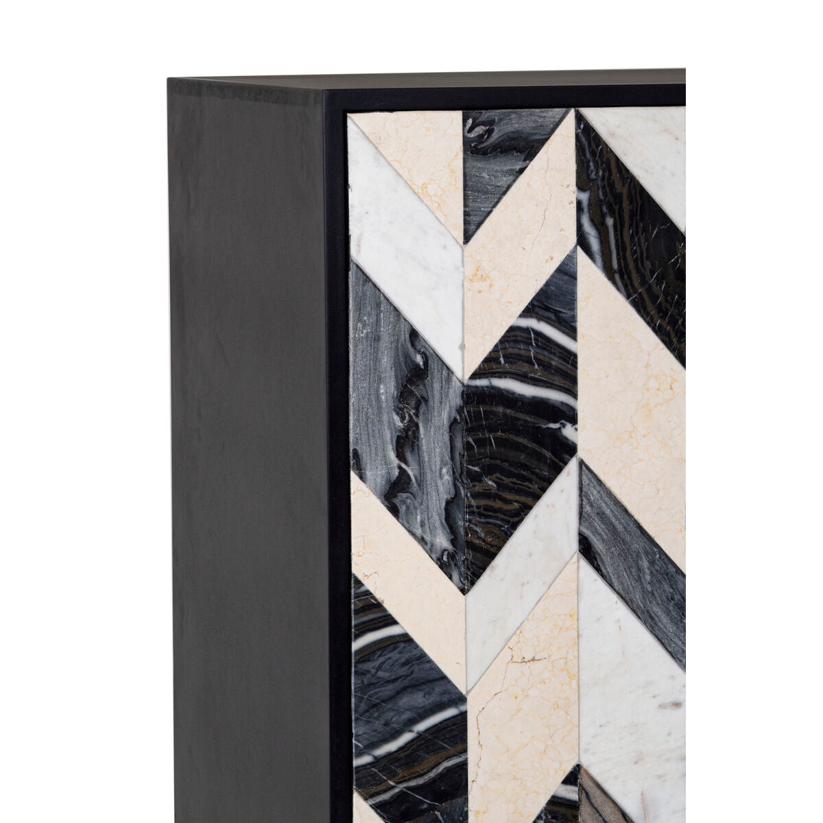 Cupboard Romimex Brown Black Golden Wood Marble 45 x 170 x 80 cm