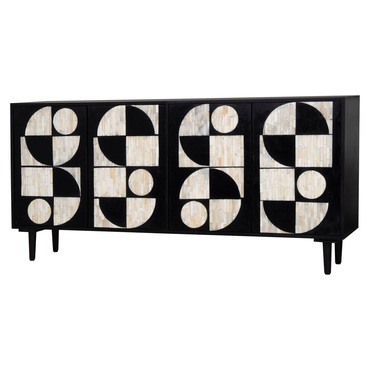 Sideboard Romimex Brown Black Wood Bone 40 x 80 x 160 cm